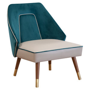 contemporary armchair / fabric / wooden / stainless steel