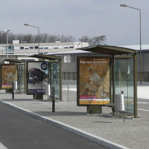 steel bus shelter / aluminum / glass / polycarbonate
