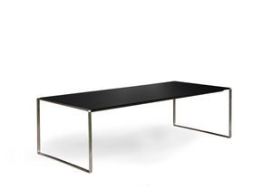 contemporary coffee table / glass / teak / stainless steel