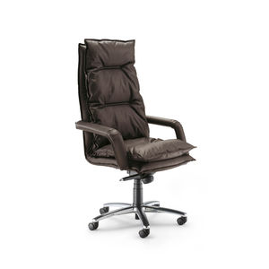 contemporary executive chair / leather / chromed metal / on casters