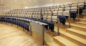 plastic auditorium seat / wooden / tablet / folding