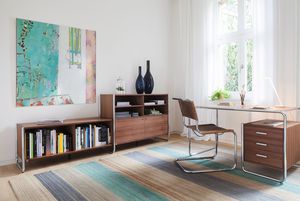 wooden desk / steel / Bauhaus design / commercial