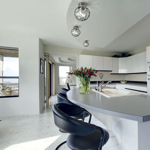 contemporary ceiling light / round / steel / LED