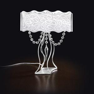 table lamp / contemporary / crystal / fabric