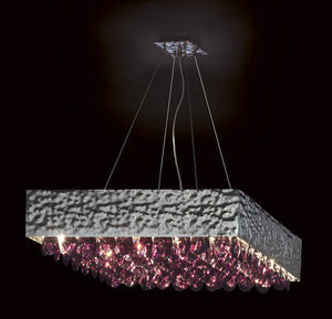 hanging light fixture / LED / square / crystal