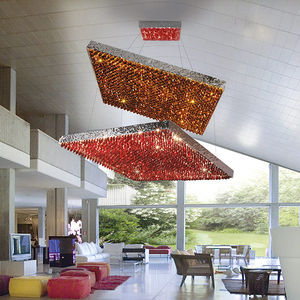 hanging light fixture / LED / square / crystal