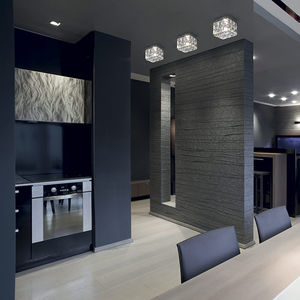 contemporary ceiling light / square / glass / LED