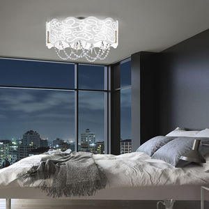 contemporary ceiling light / crystal / fabric / fluorescent
