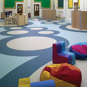 PVC flooring / tertiary / tile / polished