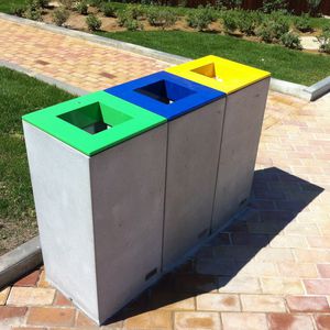 public trash can / COR-TEN® steel / stainless steel / concrete