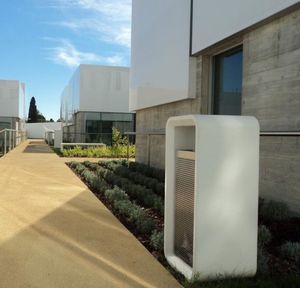 public trash can / stainless steel / high-performance concrete / contemporary