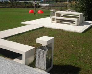 public trash can / stainless steel / COR-TEN® steel / concrete