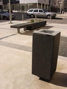 public trash can / stainless steel / concrete / with built-in ashtray
