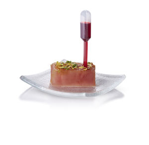 serving plate / square / glass / commercial
