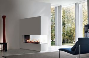 gas fireplace / contemporary / closed hearth / built-in