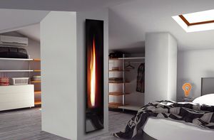 gas fireplace / contemporary / closed hearth / wall-mounted