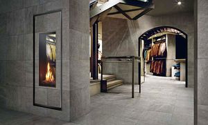 gas fireplace / contemporary / closed hearth / double-sided