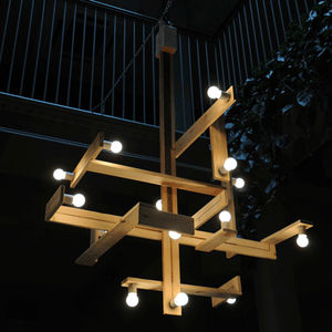 pendant lamp / original design / wooden