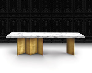 contemporary table / painted wood / marble / rectangular