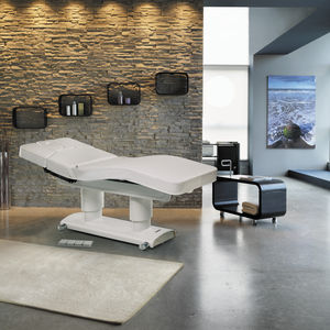 electric massage table / wooden / height-adjustable / warming