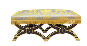 Empire style upholstered bench / fabric / golden