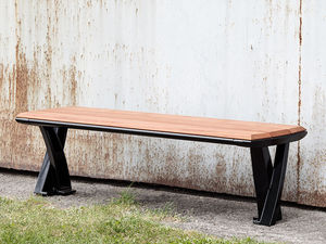 public bench / contemporary / wooden / recycled plastic