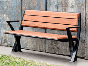 public bench / contemporary / wooden / cast aluminum