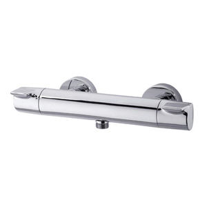 shower double-handle mixer tap / wall-mounted / chromed metal / thermostatic