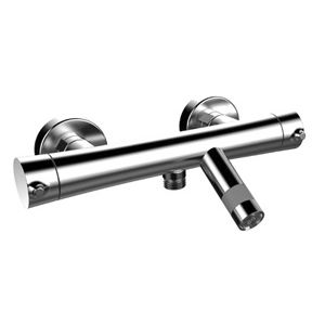 shower double-handle mixer tap / wall-mounted / chromed metal / thermostatic
