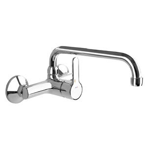 wall-mounted mixer tap / chromed metal / kitchen / 2-hole