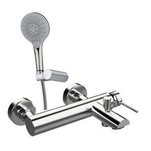 shower mixer tap / for bathtubs / wall-mounted / chromed metal