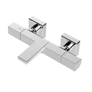 shower double-handle mixer tap / for bathtubs / wall-mounted / chromed metal