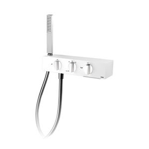 shower mixer tap / wall-mounted / chromed metal / thermostatic
