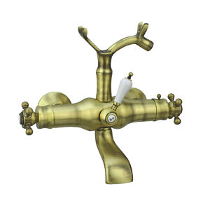 double-handle shower mixer tap / for bathtubs / wall-mounted / chromed metal