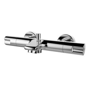 double-handle shower mixer tap / for bathtubs / wall-mounted / chromed metal