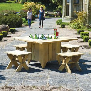 contemporary stool / pine / FSC-certified / garden