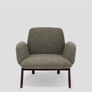 contemporary armchair / fabric / leather / steel