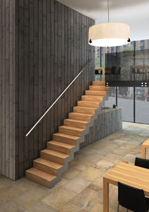 straight staircase / metal frame / wooden frame / lateral stringer