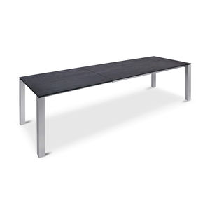 contemporary dining table / glass / aluminum / ceramic