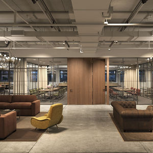 sliding partition / glazed / professional / acoustic