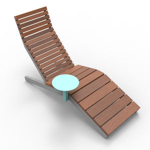 contemporary sun lounger / solid wood / for public spaces