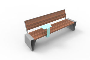 public bench / contemporary / wooden / galvanized steel