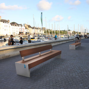 public bench / contemporary / wooden / steel