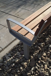 public bench / contemporary / wooden / steel