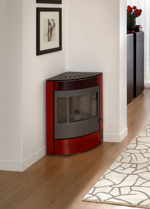 pellet heating stove / contemporary / metal / corner