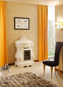 pellet heating stove / traditional / earthenware / steel