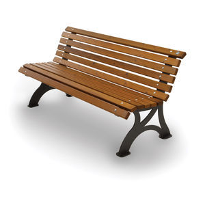 public bench / traditional / wooden / metal