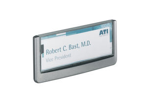 wall-mounted signage plate / glass / indoor