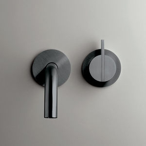 bathroom sink mixer tap / wall-mounted / stainless steel / copper