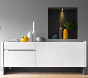 contemporary sideboard / melamine / particle board / white